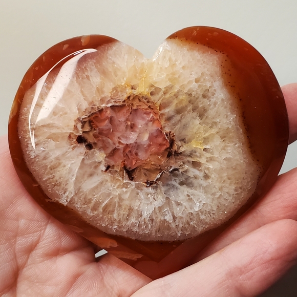 Carnelian Crystal Heart With Druzy - Picture 11 of 12